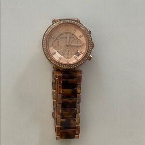 Michael Kors Rose Gold Watch with Tortoise Band
